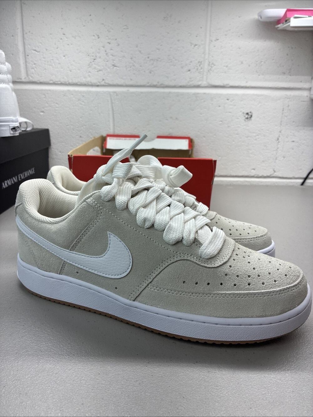 Nike Court Vision Lo FL Light Orewood Brown White Mens 9 Casual Shoes IO7727-100